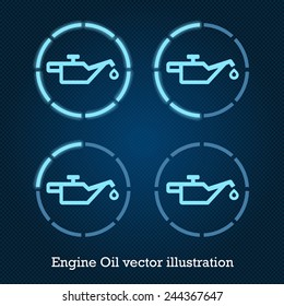 Vector car indicator icons blue engine oil