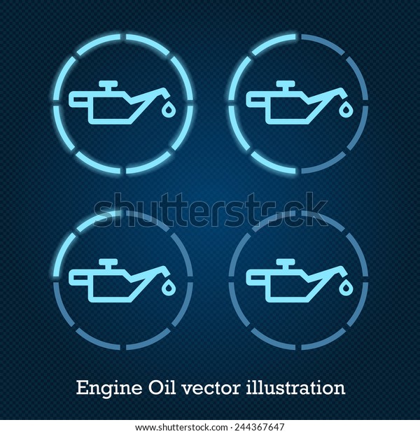 Vector car indicator\
icons blue engine oil
