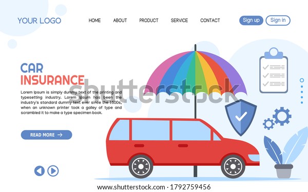 vector of\
car insurance landing page template\
design