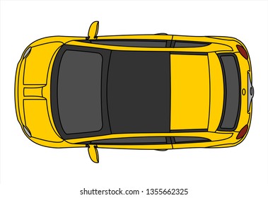 vector car isolated on white background, top view. Modern flat illustration.