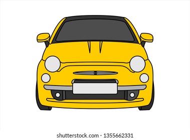 vector car isolated on white background, front view. Modern flat illustration.