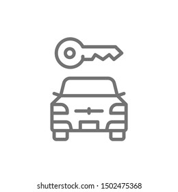 Vector car key, automobile blocked line icon.