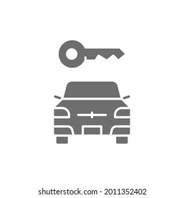 Tecla vectorial del coche, icono gris bloqueado por el automóvil.