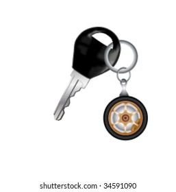 vector car key with wheel tag