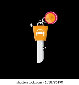 vector car keys isolated on black background. car rent concept vector illustration. vector key flat icon