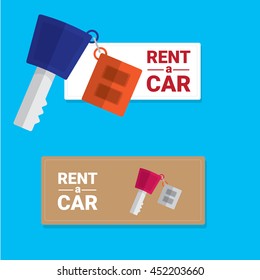 vector car keys isolated on blue. car rent concept vector illustration. vector key flat icon