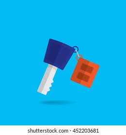 vector car keys isolated on blue. car rent concept vector illustration. vector key flat icon