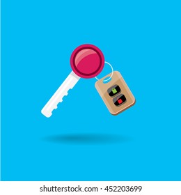 vector car keys isolated on blue. car rent concept vector illustration. vector key flat icon