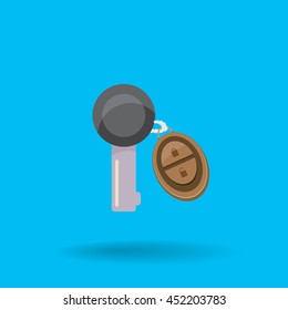 vector car keys isolated on blue. car rent concept vector illustration. vector key flat icon