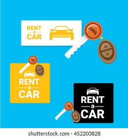 vector car keys isolated on blue. car rent concept vector illustration. vector key flat icon