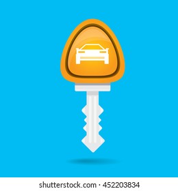 vector car keys isolated on blue. car rent concept vector illustration. vector key flat icon