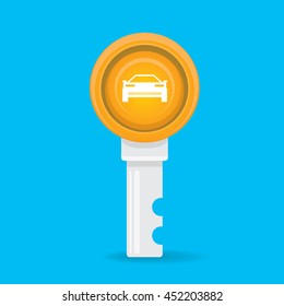 vector car keys isolated on blue. car rent concept vector illustration. vector key flat icon