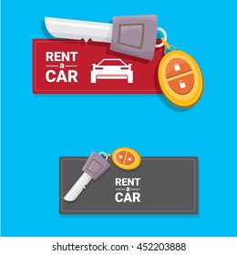 vector car keys isolated on blue. car rent concept vector illustration. vector key flat icon