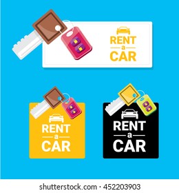 vector car keys isolated on blue. car rent concept vector illustration. vector key flat icon