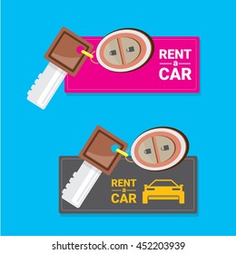 vector car keys isolated on blue. car rent concept vector illustration. vector key flat icon