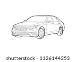 Vector car layout for coloring. Mercedes-Maybach S-Class.