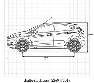 Vector Car Layout Of The Outline Drawing View