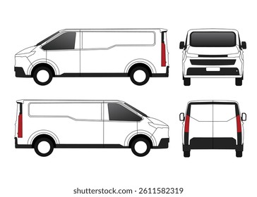 Vector car line art draw blueprint wireframe. Different view isolated in white background. Eps 10