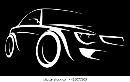 Vector car logo isolated on black background