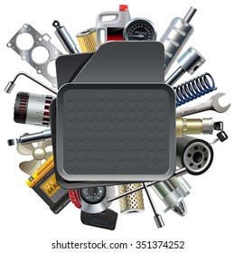 Vector Car Mat with Car Spares