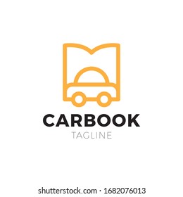 Combinación de camión vectorial y logotipo de libro abierto. Símbolo o icono del vehículo y de la librería. Plantilla única de diseño de logotipo de biblioteca y automóvil.