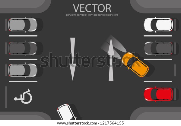 vector\
car park lane and arrow direction.Disabled\
symbol