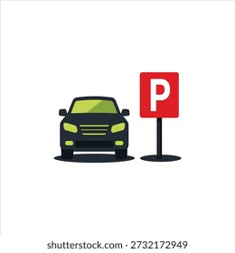 Vector of car parking road sign park. Symbol of parking location zone. Icon of automobile parking