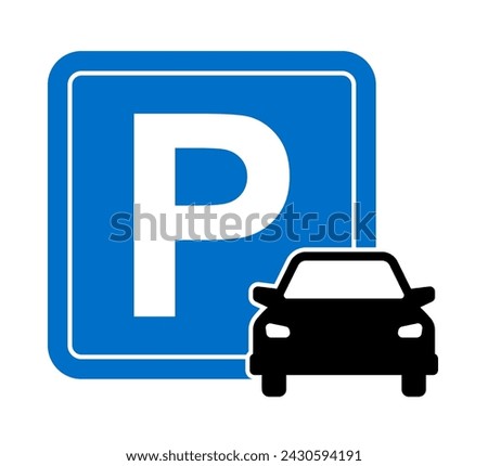 Vector Car Parking Sign on White Background