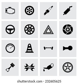 Vector car parts icon set on grey background