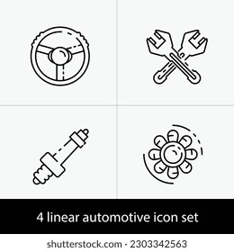 Vector car parts icons set, outline style