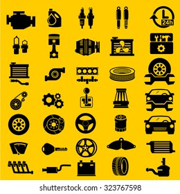 Vector car parts set icons 