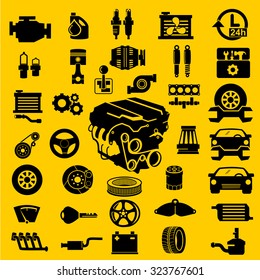 Vector car parts set icons 