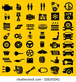 Vector Car Parts Set Icons 