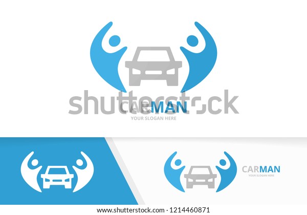 Vector car\
and people logo combination. Vehicle and family symbol or icon.\
Unique automobile logotype design\
template.