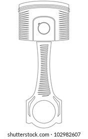 Vector Car Piston - contour outline illustration