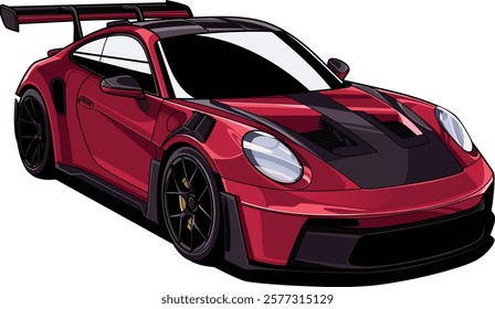 Vector car Porsche 911 GT RS Red color high quality 