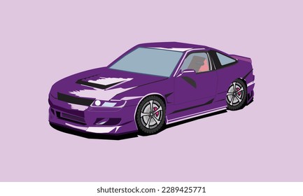 Vector car purple nissan 180sx.car sport illustrasion