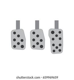 Vector car race pedals illustration. Accelerator, brake and clutch pedals. Manual Transmission.
