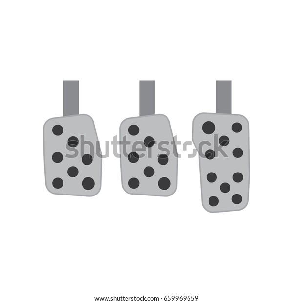 Vector car race pedals illustration.\
Accelerator, brake and clutch pedals. Manual\
Transmission.