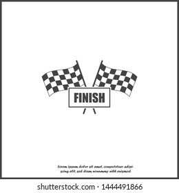 Vector car racing flag icon. Start, finish symbol on white isolated background. 