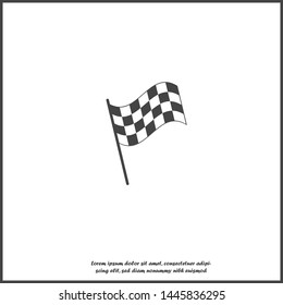 Vector car racing flag icon. Start, finish symbol on white isolated background. 