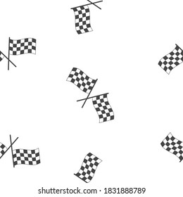 Vector car racing flag icon. Start, finish symbol seamless pattern on a white background.