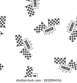 Vector car racing flag icon. Start, finish symbol seamless pattern on a white background.