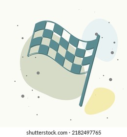 Icono de la bandera de la carrera de vehículos vectores. Inicio, símbolo de fin en fondo multicolor. Capas agrupadas para una ilustración de edición sencilla. Por tu diseño.