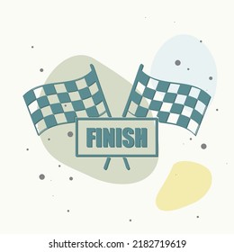 Vector car racing flag icon. Start, finish symbol on multicolored background. Layers grouped for easy editing illustration. For your design.