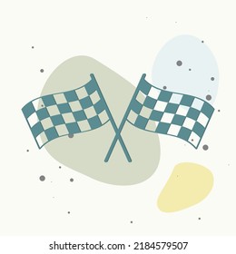 Icono de la bandera de la carrera de vehículos vectores. Inicio, símbolo de fin en fondo multicolor. Capas agrupadas para una ilustración de edición sencilla. Por tu diseño.