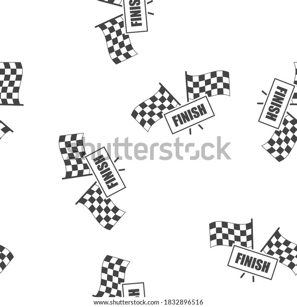 Vector car racing flag icon. Start,
finish symbol seamless pattern on a white
background.