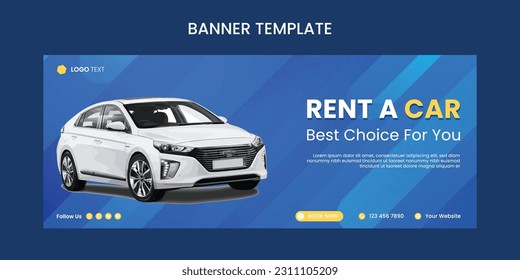 Vector car rental social media banner template