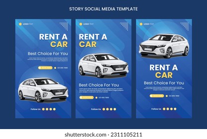 Vector car rental social media stories template