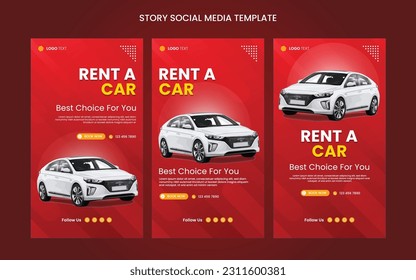 Vector car rental social media stories template